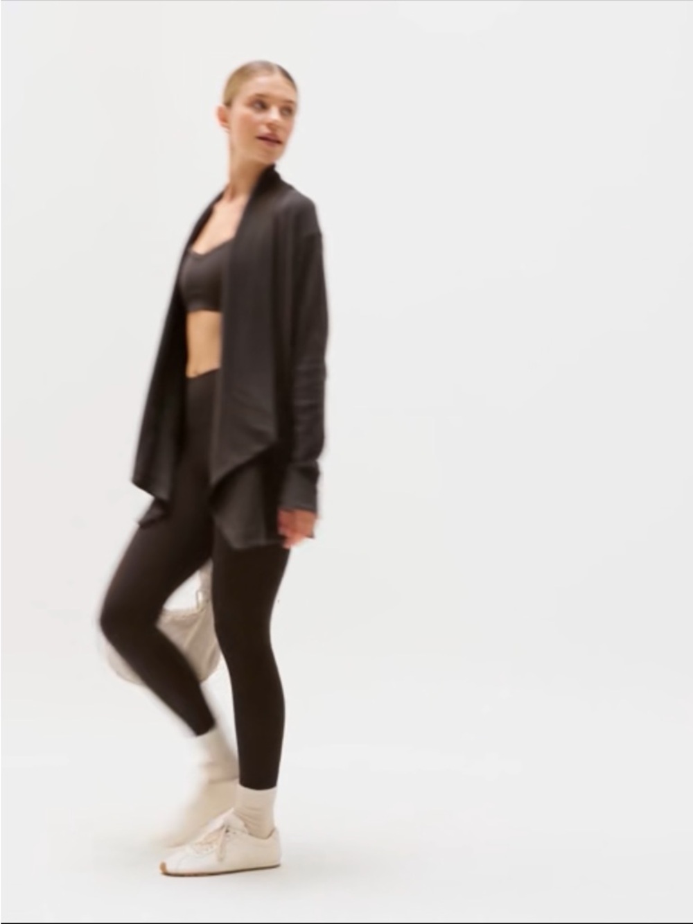 Athleta Light Heather Gray Draped Open-Front Cardigan - Picture 11 of 11
